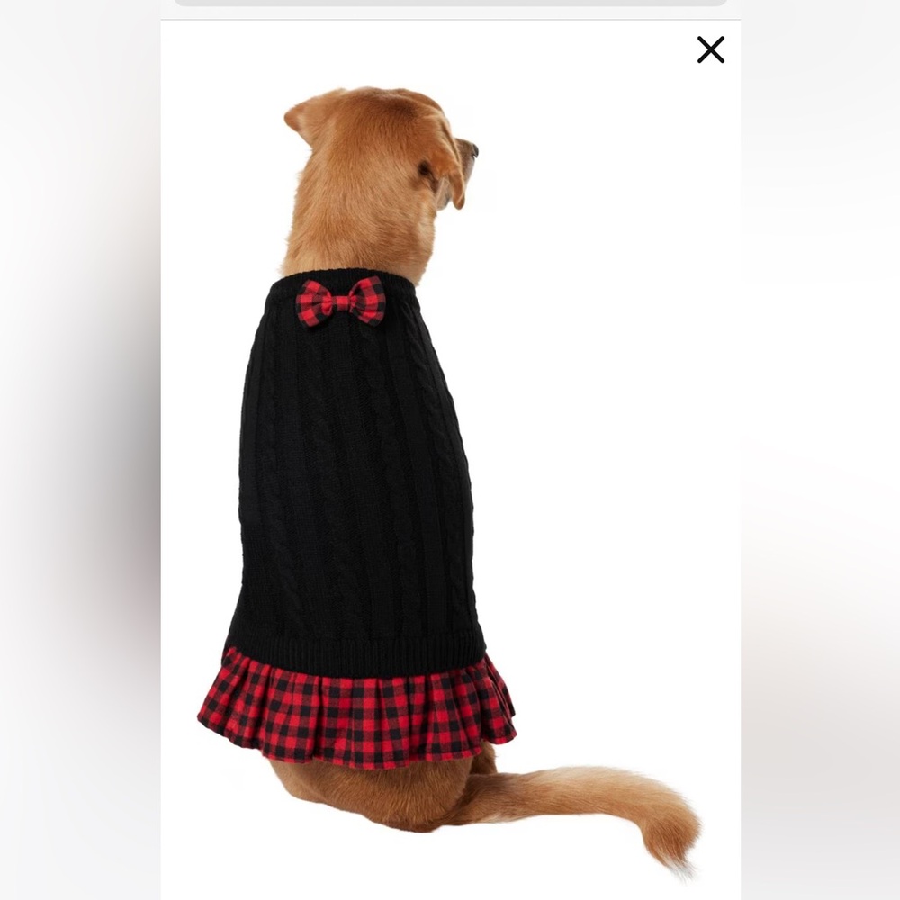 Frisco Plaid Cable Knit Dog & Cat Sweater Dress